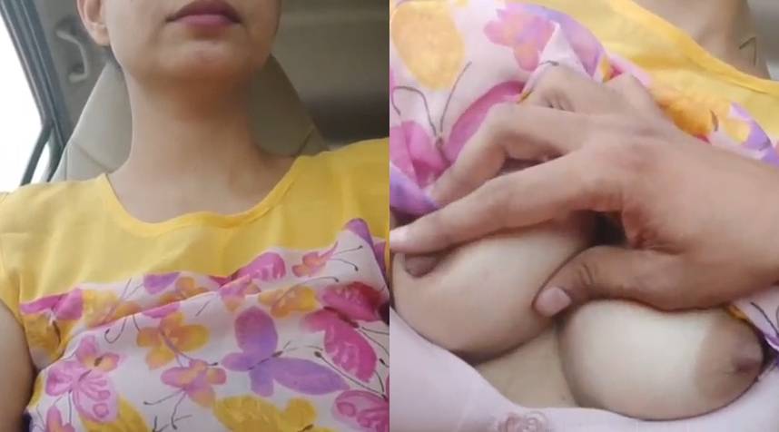 Pressing Sexy Indian Girl Boobs in Car Full Video