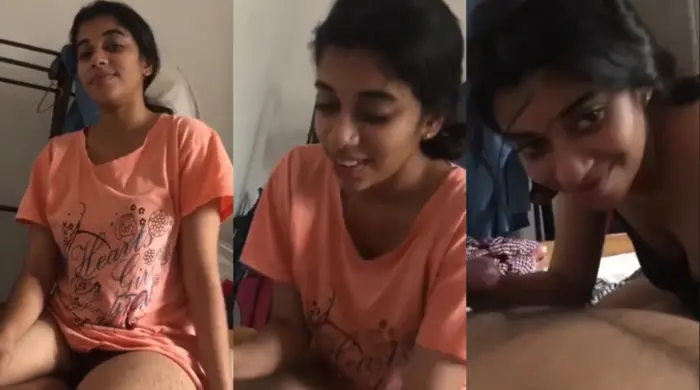 Super Cute Mallu Teen GF Sucking Hard HD Video